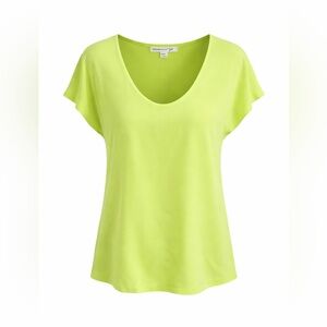 DVF‎ Diane von Furstenberg Neon Green Minimalist Chic Top Blouse-Medium